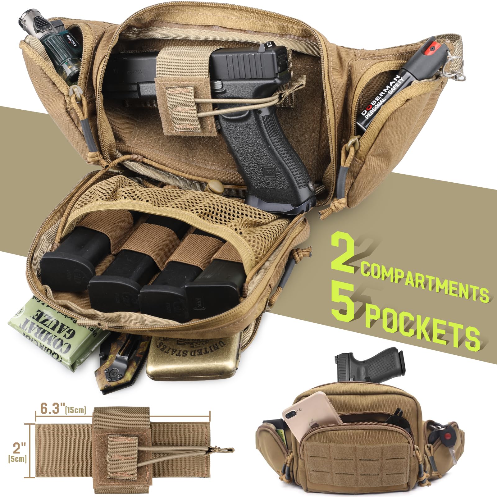 حقيبة خصر تكتيكية مخفية لحمل ا - مراجعة Edc Carry Fanny Pack وسعره